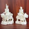 Marfim Esculpido Manjushri e Samantabhadra Bodhisattva 15*10*6cm Decoração Artesanato Ornamentos para Mesa de Escritório Sala de Estar