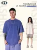 Camiseta Masculina de Manga Curta Camiseta Masculina de Manga Curta Meia-manga Solta Versão Grande oversize Marca de Moda Estilo Igual para Homens e Mulheres Selo de Aço