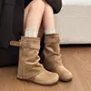 Botas altas de estilo western para mujer, con diseño de hebilla de cinturón, un look moderno y elegante, y una estética retro europea y americana.. Estas botas versátiles se pueden combinar con varios atuendos y añaden altura.. Nuevo modelo 2026