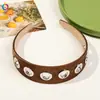 Qiyue Transfronterizo Nuevo Estilo Ins Anillo Metálico Tela Diadema de Ala Ancha Retro Versátil Diadema de Color Sólido Pinza para el Cabello Antideslizante