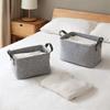 Cesta de fieltro para guardar ropa sucia, plegable, con asa de cuero, para guardar juguetes varios.