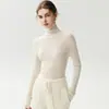 Suéter de punto fino 100% lana sin costuras, todo en uno, lavable a máquina para mujer, con cuello de volantes, hecho de hilo Yangzi, una nueva capa base para otoño/invierno