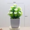 Flores Artificiais de Simulação Decorações Criativas para Mesa de Casa Flores de Plástico Grama Artificial Plantas Verdes Decorações de Interior Mini Decorações Bonsai