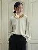 Siyuan Design Camiseta de Manga Larga Patchwork con Cuello de Encaje 26 Primavera/Verano Nuevo Top Simple Versátil Cómodo 1231