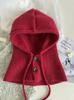 Balaclava de botão estilo coreano feminino chapéu quente chapéu pulôver cachecol integrado capuz gola falsa versátil