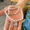 Collar Largo de Perlas Estrelladas Estilo Francés para Mujer, Accesorios de Collar Multicapa Superpuestos, Cadena para Clavícula de Lujo Ligero de Nicho de Gama Alta