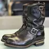 Nuevas botas Martin de estilo europeo y americano para otoño, con cremallera lateral, color liso, para hombre, tacón cuadrado de metal negro, de moda para invierno, punta redonda