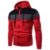 Sudadera con capucha y cremallera de bloques de color para hombre, cárdigan con capucha de bloques de color de comercio exterior europeo y americano, ropa para hombre transfronteriza en stock para venta al por mayor