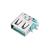 Base USB fêmea lateral de corpo curto com pé curvo, plug DIP para placa, base USB lateral fêmea vertical