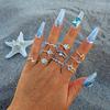 Joyería Transfronteriza Europea y Americana, Anillos de Piedras Preciosas de Mariposa y Corazón de Melocotón con Incrustaciones de Diamantes de Lujo Ligero, Juego de Anillos de Luna de Amor de Nicho