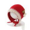 Gorros de Bebé Estilo Otoño e Invierno para Bebés Pequeños, Elegantes Gorros de Encaje para Bebés Niña, Gorros de Lana Cálidos con Protección para las Orejas de Pequeña Princesa