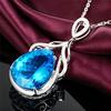Colar de Diamantes Lágrimas de Anjo de Luxo Europeu e Americano Carlime com Gota de Topázio Azul Pingente de Sereia