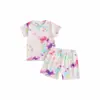 Comercio exterior verano chicas europeas y americanas multi-estampado manga corta shorts ropa de estar acanalado conjunto de dos piezas ins