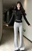 Pantalones de pierna ancha de lunares para mujer, nuevo estilo coreano otoño/invierno, pantalones acampanados sueltos y fluidos con cintura de patchwork, pantalones casuales adelgazantes y bordados