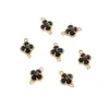 Cobre Relleno de Oro de 14K Borde de Circonita de Cristal Trébol de Cuatro Hojas Colgante Doble Accesorios Hecho a Mano DIY Colgante Accesorios de Joyería Al por Mayor