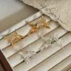 Anillo Abierto de Mariposa Metálico Mate Dorado Vintage Estilo Francés con un Ambiente Elegante, Anillo Apilable de Alta Gama Estilo Ins para Mujer