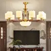 Novo lustre estilo chinês, totalmente em cobre e madeira maciça para sala de estar, estilo Zen chinês retrô para quarto, sala de jantar, villa, lustre grande para teto alto