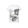 Yechuan # Camiseta Ajustada de Hombro Recto con Estampado de Oso Estilo Americano, Top de Manga Corta Ajustado Retro de Cuello Redondo para el Verano para Chicas Atrevidas.