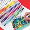 Plumas de Acuarela 12 Colores 24 Colores Doble Punta Suave Plumas de Colores Plumas de Dibujo para Niños Set de Pintura Regalo de Vacaciones