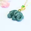 Colgante de Jade Natural Grado A Elefante de Jade Agua Azul Collar Transmisión en Vivo Zona Turística Templo Mayoreo S6031707