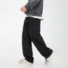Calça de Trabalho Casual com Design Patchwork em Sarja Texturizada Primavera Nova Retro Algodão Puro Fivela Ajustável Calça Comprida Q