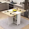 Mesa de comedor plegable para uso doméstico en apartamentos pequeños, simple, multifuncional, móvil con ruedas, adecuada para propiedades de alquiler, mesa de comedor pequeña rectangular