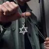 Colar masculino europeu e americano de dupla face com estrela de seis pontas, hip hop, estilo coreano, personalizado, acessórios de corrente de suéter, pingente de estudante