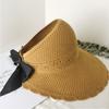 Sombrero de Paja para Mujer, Sombrero de Sol Estilo Coreano de Verano, Plegable y Portátil, Protección Solar, Ala Ancha, Ala Grande