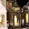 Linterna de Viento LED sin Llama de Plástico Hexagonal Pequeña Linterna de Viento Decoración Navideña de Halloween para el Hogar Adorno de Mesa para Fiesta
