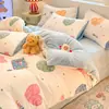 Conjunto de cama de quatro peças em veludo de leite, com capa de edredom dupla face em fleece de coral espessado e conjunto de lençóis em flanela, perfeito para o inverno
