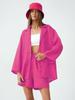 Conjunto de Shorts de Algodón y Lino para Mujer, Camisa de Botones Sencilla de Corte Holgado con Solapa + Pantalones Rectos de Cintura Alta Conjunto de Dos Piezas, de Cintura Alta y Adelgazante
