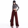 Pantalones vaqueros de pierna ancha para mujer, estilo retro, color naranja infantil, estilo Ancora rojo, cintura alta, holgados, adelgazantes, a la moda, con pierna recta y combinables.