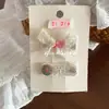 Grampo de cabelo com laço de renda doce de floresta, flor bordada à mão, clipe BB, versátil, para franja de menina, cabelo fino, acessório de cabeça
