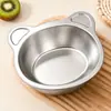 Tigela de aço inoxidável 304 para comida de bebê com desenho, pronta em estoque, para uso doméstico, anti-queda, tigela de urso fofo para jardim de infância, atacado