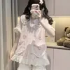Pijama Rosa de Urso Coelho Estilo Princesa Macio e Fofo para Mulheres, Shorts de Manga Curta para Verão, Gola Peter Pan, Renda, Conjunto de Duas Peças para Casa de Menina