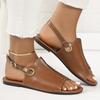 Sandalias de Punta Abierta Plana de Comercio Exterior Europeo y Americano con Hebilla Talla Grande para Mujer, Sandalias de Playa de Boca de Pez con Hebilla Metálica Transfronterizas