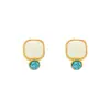 Pendientes de Estilo Medieval, Estilo Étnico Bohemio Retro, Simples y Elegantes, Pendientes Cuadrados de Plata de Ley 925 de Alta Gama