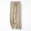 Pantalones elegantes de pierna recta de 100% lana para mujer, de color liso, de cintura alta, adelgazantes, de punto sencillos y combinables.