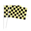 Em estoque para envio internacional 14 x 21cm vários tamanhos bandeira quadrada acenada à mão bandeira de corrida preto e branco bandeira de poliéster com mastro