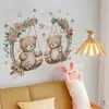 Hs3947Q Oso Cesta de Flores Columpio Estrella Dibujos Animados Pegatina de Pared Autoadhesiva Dormitorio Habitación Infantil Pegatina Decorativa Extraíble