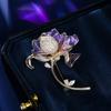 Elegante retro de alta calidad elegante cheongsam Hanfu accesorios cárdigan anti-exposición hebilla de bufanda de seda goteo de aceite azul broche de Loto