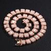 Corrente de bala de hip-hop europeu e americano rosa feminino diamante quadrado 12mm moda arte Corrente cubana de diamante BlingChain