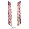 Brincos de Corrente Longa com Garras Exageradas Elegantes de Prata S925 com Strass para Mulheres Brincos com Franjas de Diamante Colorido Europeus e Americanos Brincos da Moda