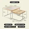Mesa de Centro Usada para Sala de Estar, Conjunto de Mesas de Chá para Apartamento Pequeno, Estilo Ins Moderno Tendência de Luxo Leve Rattan Simples Aço Inoxidável