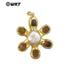 Wt-Jp473 Girassol Más Vendido Perla de Agua Dulce Natural Piedra Preciosa de Colores Colgante de Collar Chapado en Oro de 18 Quilates