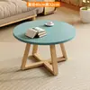 Mesa de Centro Simples para Apartamento Pequeno Sala de Estar Combinação para Casa Mesa Lateral de Sofá Varanda Madeira Maciça Minimalista Mesa Redonda Pequena Mesa de Chá Madeira Maciça