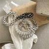 Diadema Elástica para el Cabello con Diseño de Puntos Negros y Blancos tipo Cable de Teléfono, Moda y Versátil, No Daña el Cabello, Sujetador de Cola de Caballo, Venta de Liquidación