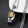 Colar de Buda de Palma Retro de Prata Tailandês Personalizado Grande Dia Tathagata Buda Pingente All-match Acessórios Masculinos da Moda Estilo Nacional Corrente de Lã