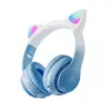 Novo Fone de Ouvido Bluetooth Sem Fio Montado na Cabeça Orelhas de Gato Desenho Animado LED Luminoso Estéreo com Cartão 28Pro