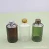 Botella Transparente 150ml con Tapa de Aluminio, Botella de Hombro Inclinado, Botella de Hidrosol Verde Oscuro 150ml con Tapa Metálica, Botella para Cebo de Pesca, Botella Dosificadora de Aceite Esencial